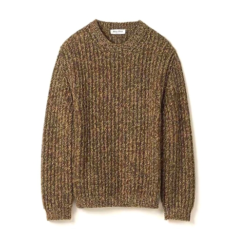 ÁO Miu Miu Women Wool and Cashmere Sweater with Knit Logo Patch-Green