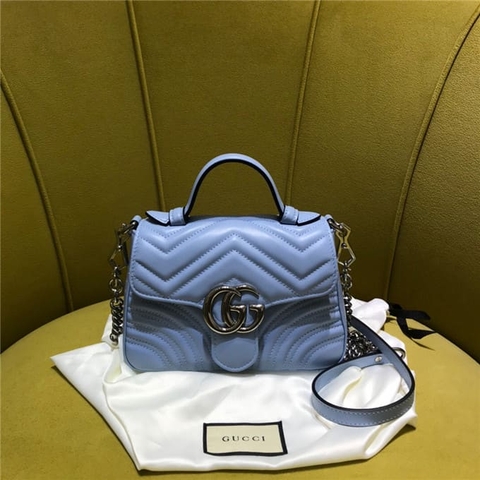 TÚI Gucci GG marmont mini top handle bag blue Top Quality