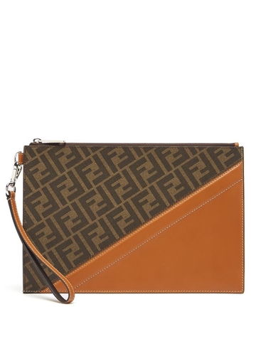 TÚI FENDI FF-print coated-canvas and leather pouch