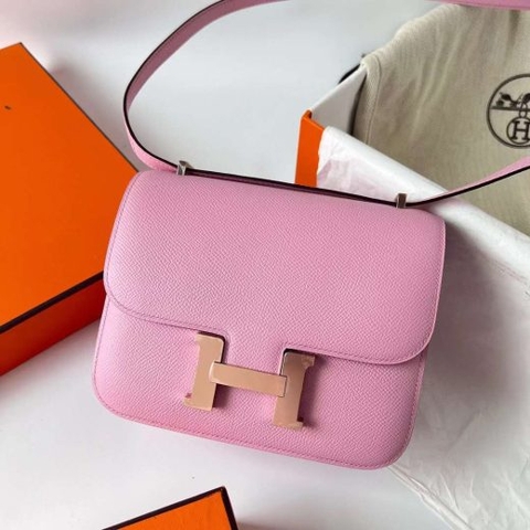 Túi Hermes Constance Epsom mallow purple Rose Gold Hardware Handmade khâu tay 18cm