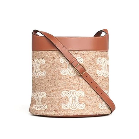TÚI Celine Women Small Soft Bucket Bag in Triomphe Jacquard and Calfskin