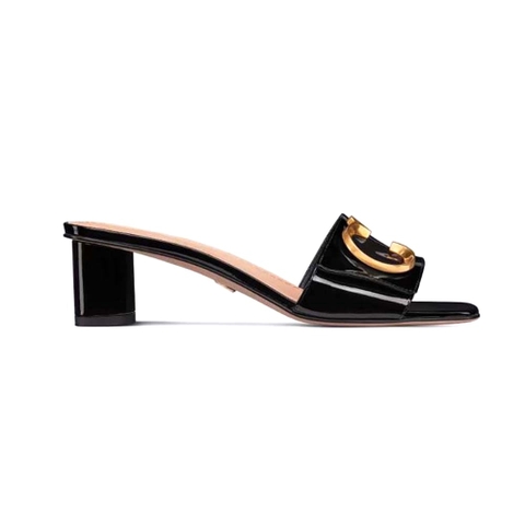 GUỐC Dior Women C’est Dior Heeled Slide Black Patent Calfskin