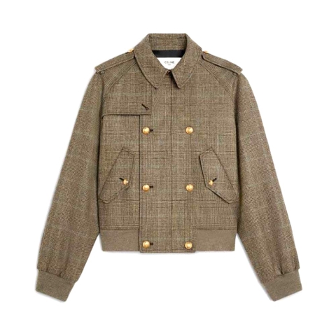 ÁO Celine Women Bomber Jacket in Prince of Wales Flannel