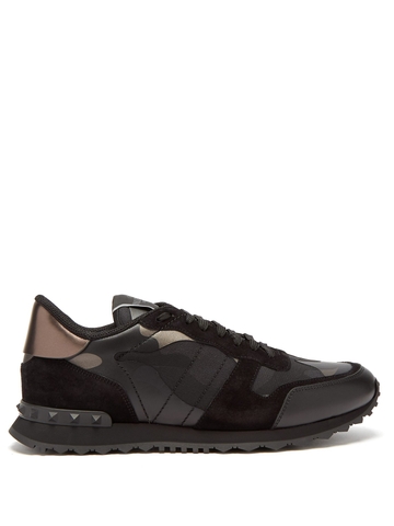 GIÀY VALENTINO  Camouflage Rockrunner suede and leather trainers