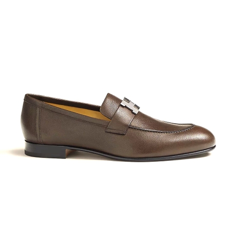GIÀY HERMES PARIS LOAFER COWHIDE LEATHER BROWN SS2022