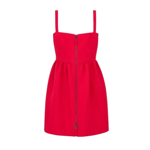 Váy Dior Women Short Zipped Dress Red Double-Sided Wool