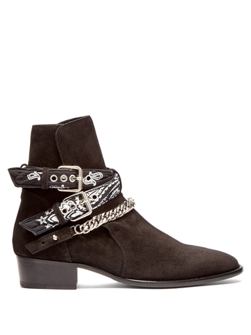GIÀY AMIRI Bandana-strap suede boots