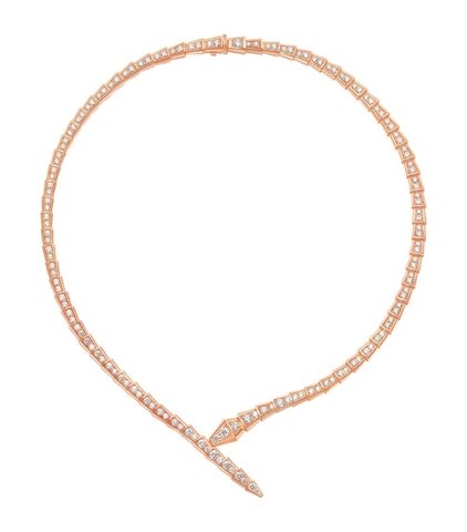 Vòng cổ BVLGARI Rose Gold and Diamond Serpenti Viper Necklace vàng hồng 18K