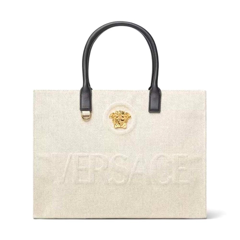 TÚI Versace Women La Medusa Canvas Large Tote Bag-Beige