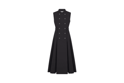 VÁY DIOR FLARED MID-LENGTH DRESS Black Wool and Silk