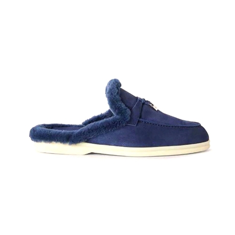 GIÀY Loro Piana Unisex Charms Walk Babouche Loafers-Navy