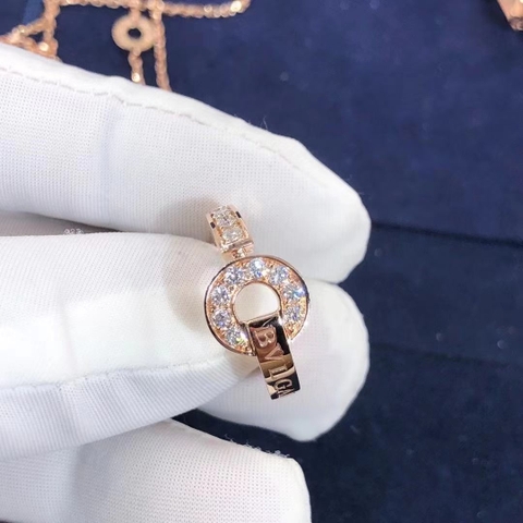 NHẪN BVLGARI 18 kt rose gold ring set with pavé diamonds