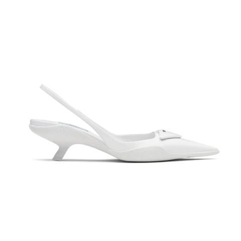 GIÀY Prada Women Brushed Leather Slingback Pumps-White