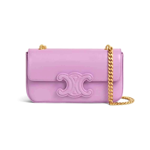 TÚI Celine Women Chain Shoulder Bag Cuir Triomphe in Shiny Calfskin-Pink