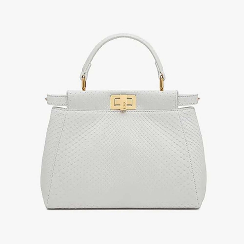 TÚI Fendi Women Peekaboo Iconic Mini White Python Bag