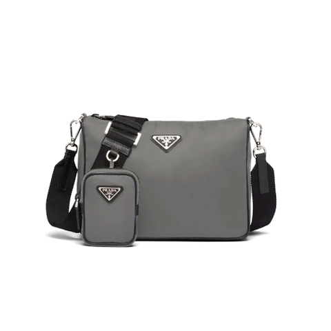 TÚI PRADA Men Nylon and Saffiano Leather Bag with Strap-Black