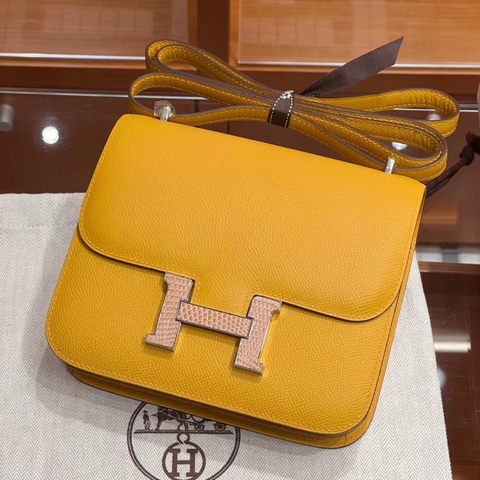 TÚI HERMES Constance Amber Epsom Lizard Hardware khóa chữ H da thằn lằn 19CM(giá liên hệ)