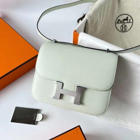 Túi Hermes Constance Epsom Light Green Silver Hardware Handmade khâu tay 18cm