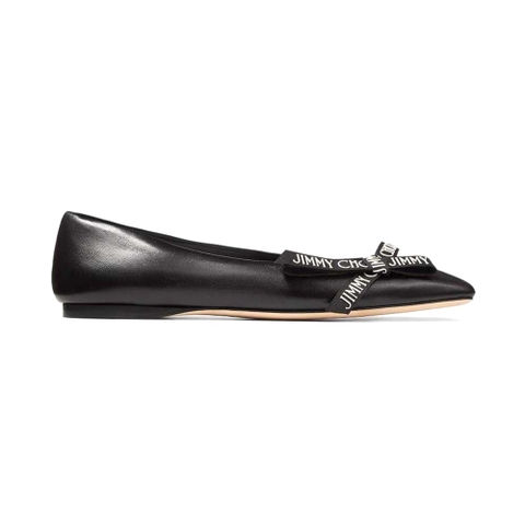GIÀY Jimmy Choo Women Veda Ballerina Black Nappa Leather Flat Ballerina Pumps with Jimmy Choo Bow