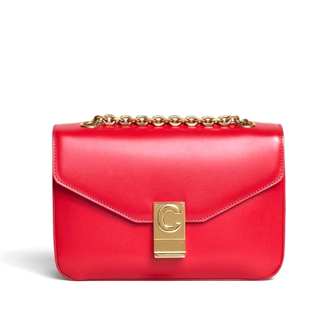 TÚI Celine Women Medium C Bag in Shiny Calfskin Leather-Red