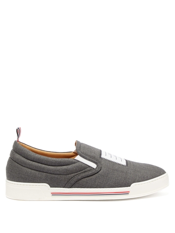 GIÀY THOM BROWNE  Logo slip-on canvas trainers