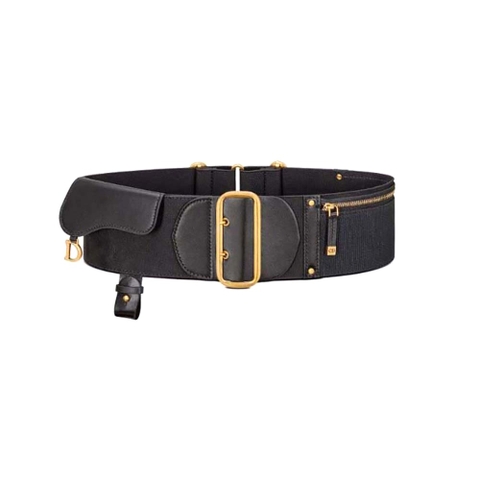 DÂY LƯNG Dior Women Saddle Belt Black Smooth Calfskin and Technical Fabric 80 MM