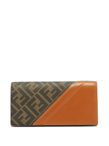 VÍ FENDI FF-monogram canvas and leather continental wallet