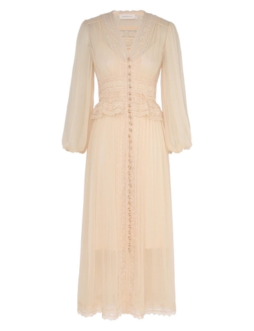 VÁY ZIMMERMANN V NECK WITH LONG SLEEVE LONG DRESS High Classy
