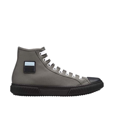 GIÀY PRADA Shoes High-Top Cotton Sneakers-Grey