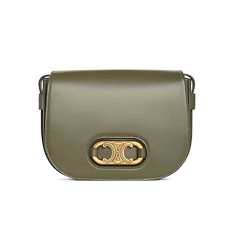 TÚI Celine Women Medium Maillon Triomphe Bag in Natural Calfskin-Green