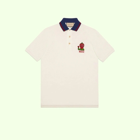 ÁO GUCCI GG Strawberry Smile Chest Polo Shirt