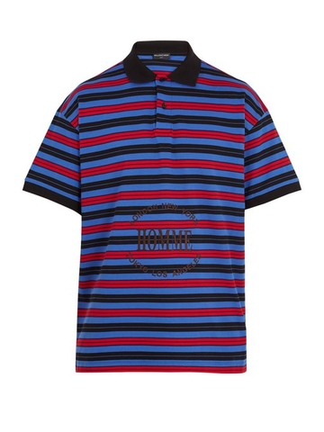 ÁO POLO BALENCIAGA Striped cashmere and wool-blend polo shirt