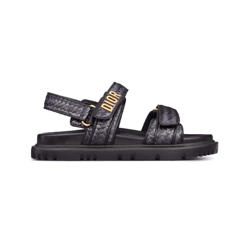 DÉP SANDALS Dior Women Dioract Sandal Black Braided Raffia