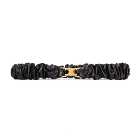 DÂY LƯNG Celine Women Small Triomphe Scrunchy Belt in Lambskin-Black