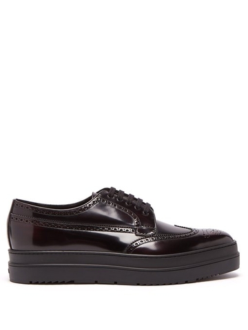 GIÀY PRADA  Stacked-sole leather brogues