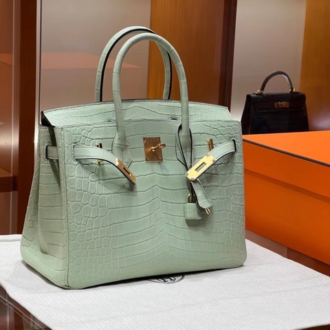Túi Hermes Birkin Alligator Mint 30CM Handmade khâu tay(Giá liên hệ)