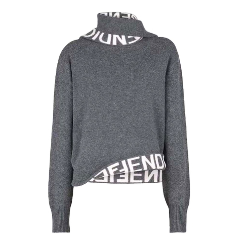 ÁO Fendi Women Sweater Gray Cashmere and Wool Pullover