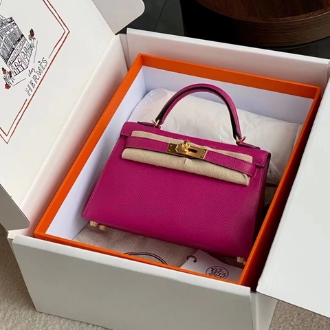 Túi Hermes Mini Kelly Fushsia Epsom 19CM Handmade khâu tay(Giá liên hệ)