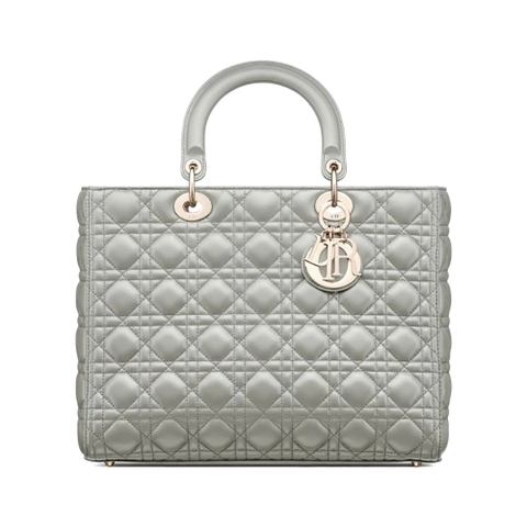 TÚI Dior Women Large Lady Dior Bag Gray Cannage Lambskin
