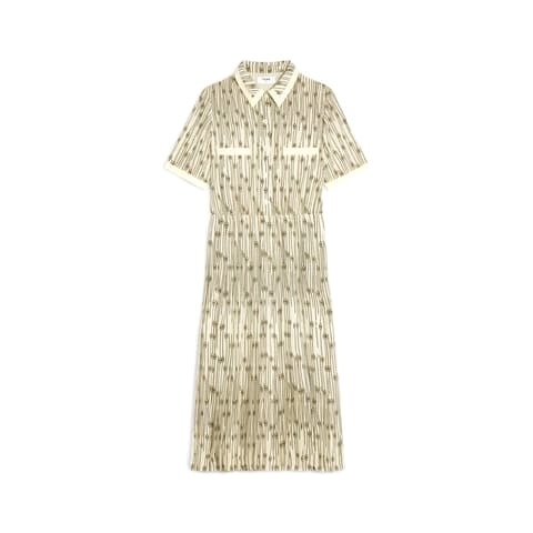 VÁY CELINE SHIRT DRESS IN CREPE DE CHINE IVOIRE/OR