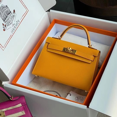 Túi Hermes Mini Kelly Amber Epsom 19CM Handmade khâu tay(Giá liên hệ)