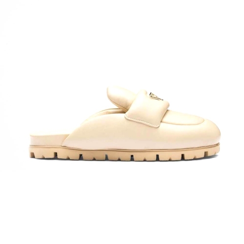 DÉP Prada Women Soft Padded Nappa Leather Sabots-White
