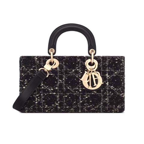 Túi xách nữ Dior Medium Lady D-Joy màu đen Cannage Tweed