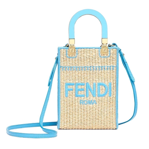 TÚI FENDI Mini Sunshine Shopper Braided Straw Mini-Bag
