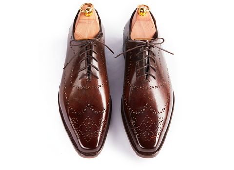 HENDERSON SHOES PERSONALIZATION DARK BROWN RUSSO PAINTING HANDCRAFTED SHOES