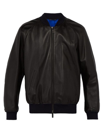 ÁO BERLUTI  Leather and silk bomber jacket