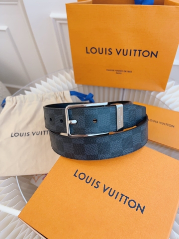 DÂY LƯNG LOUIS VUITTON BLACK SQUARE MONOGRAM LEATHER Khóa bạc