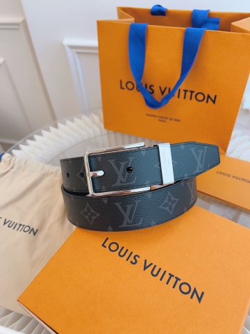 DÂY LƯNG LOUIS VUITTON BLACK MONOGRAM LEATHER Khóa bạc