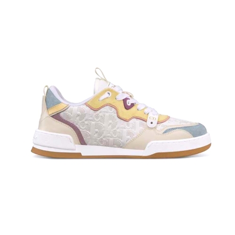 GIÀY Dior Women One Sneaker White Dior Oblique Perforated Calfskin and Multicolor Suede Calfskin