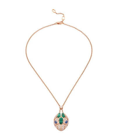 Vòng cổ BVLGARI Rose Gold And Precious Stone Serpenti Necklace vàng hồng 18K